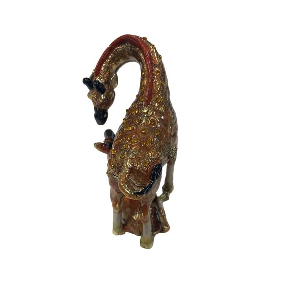 Hand-Painted Giraffe Trinket Box With Hinged Lid & Rhinestones Decor - Picture 6 of 7